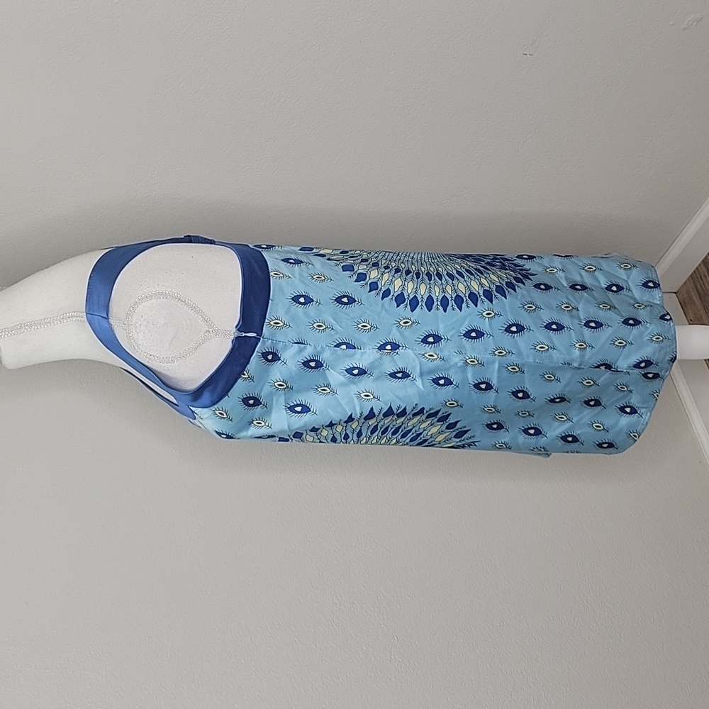 Voom by Joy Han Blue Peacock  Silk Tank Style Dress - Picture 2 of 15